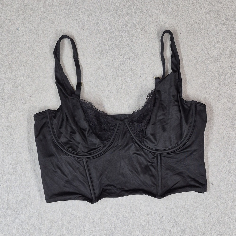 Abercrombie & Fitch Women Bra XL Black Adjustable Strap Full Coverage Longline